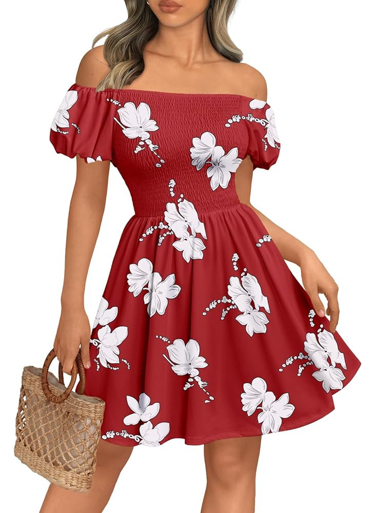 Womens Beach Dresses 2025 Strapless Floral Casual Spring Summer Vacation Sundresses Boho Flowy Outfits