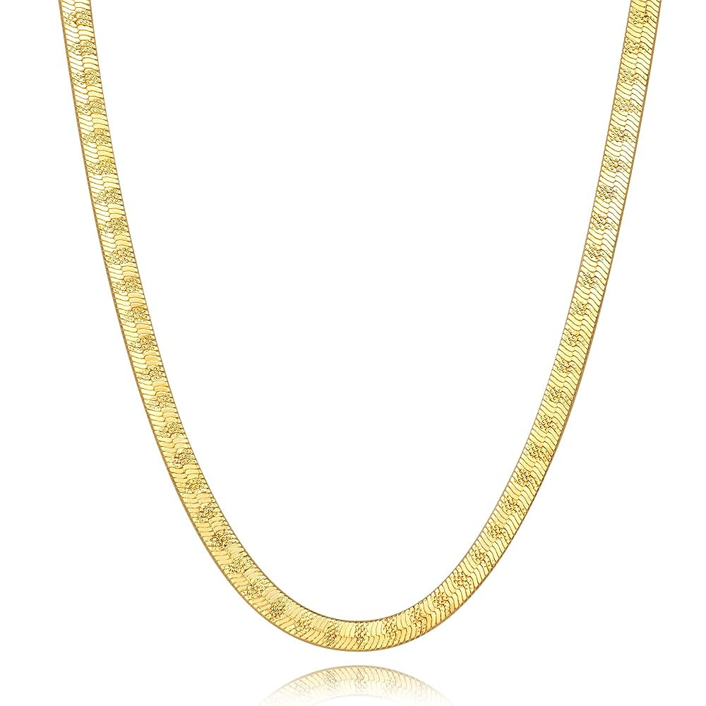 Audrey Store 14K Gold Chain for Women 14K Gold Necklaces for Women Trendy Non Tarnish Golden Necklace Mens Golden Chains Necklace Starry Touch, 4mm wide Endless Charm Snake Chain Necklaces 16,18,20,22