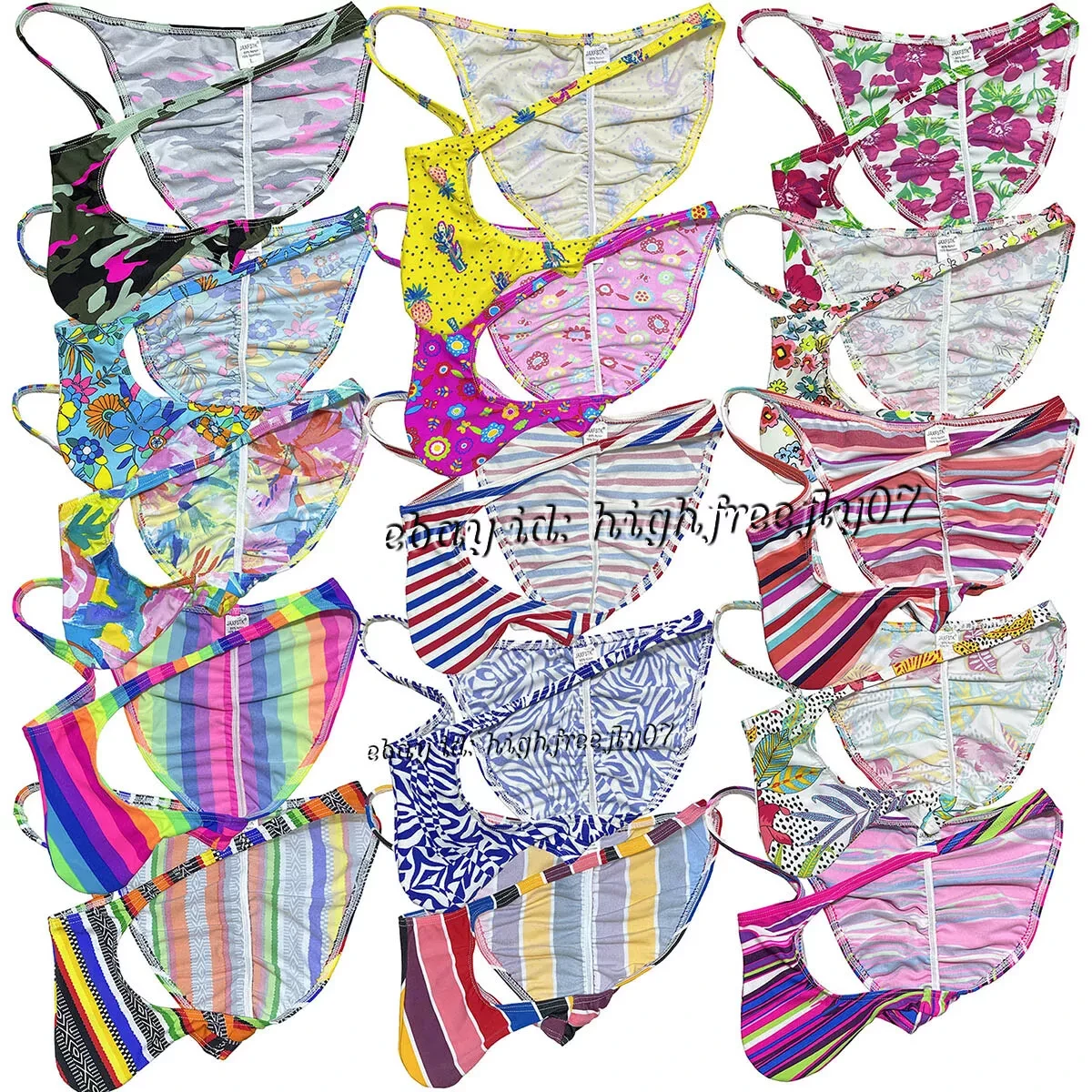 Multi Prints Mens Bikini Briefs Underwear Narrow Waist Pouch Swim Fabric Bottoms