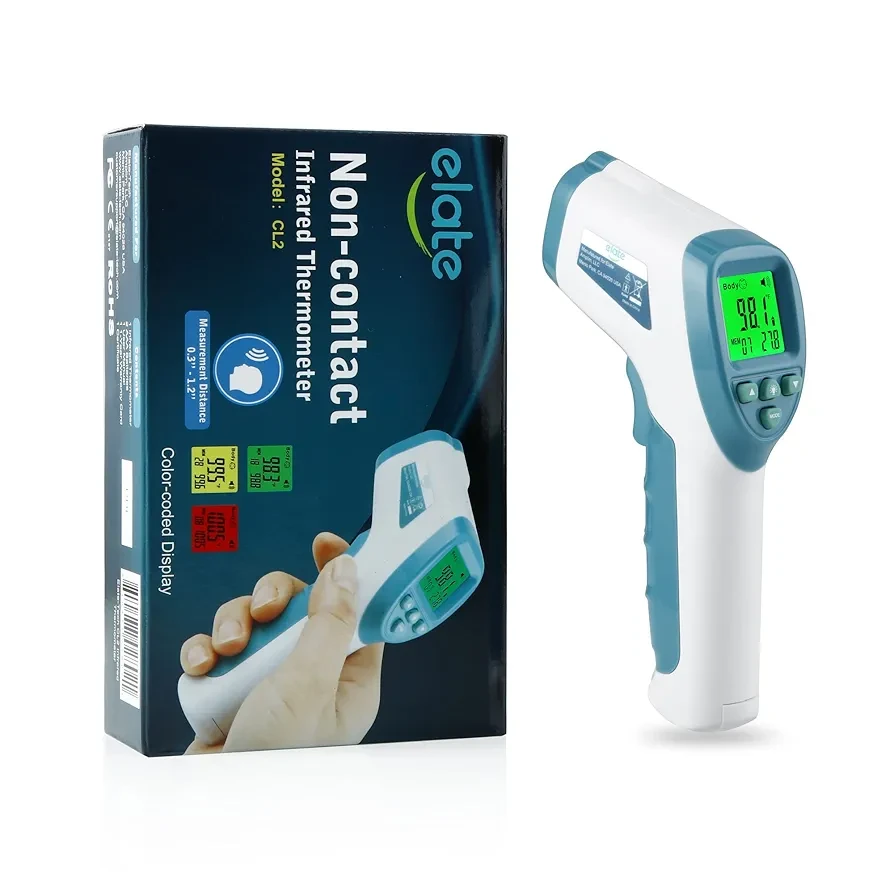 Elate Forehead Thermometer | FSA HSA Approved | Baby Thermometer for Adults, Kids, Infants | No-Touch Digital Infrared with Fever Alarm | Home Medical Grade for Nurse Accessories | Newborn Essentials
