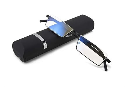 WANWAN Half Frame Blue Light Blocking Reading Glasses Women Men Lightweight TR90 Rim Readers with Case