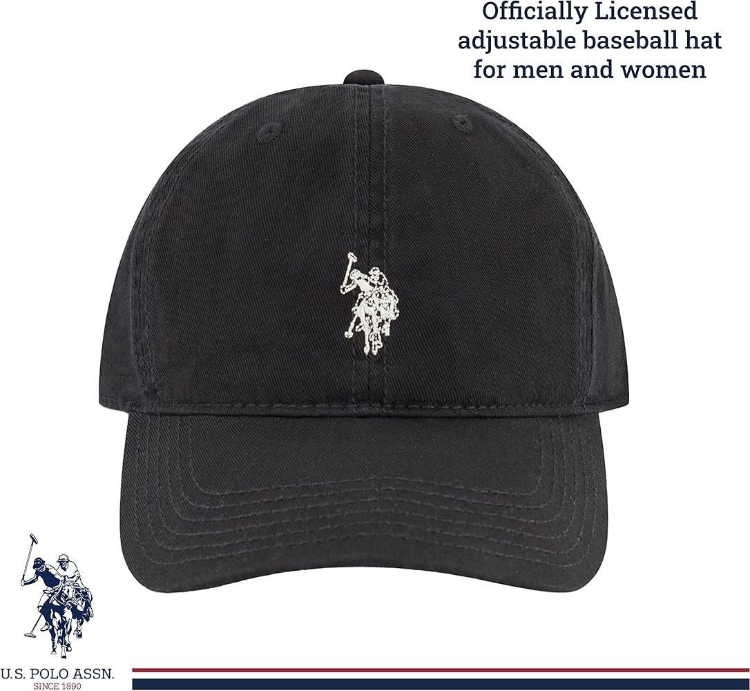Small Polo Pony Logo Baseball Hat, 100% Cotton, Adjustable Cap
