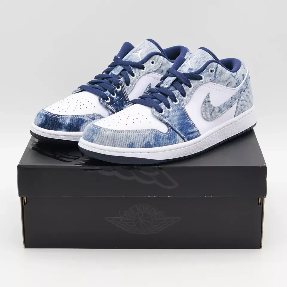 Nike Air Jordan 1 Low Washed Denim Midnight Navy White Blue (Men's)