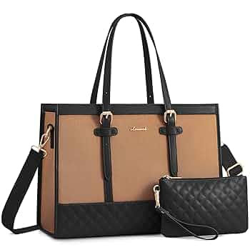LOVEVOOK Laptop Bag for Women, 15.6 inch Canvas Laptop Tote, Large Capacity Work Bag with Clutch Purse, Office Business Briefcase, Casual Handbag for Travel, College, Teacher, School