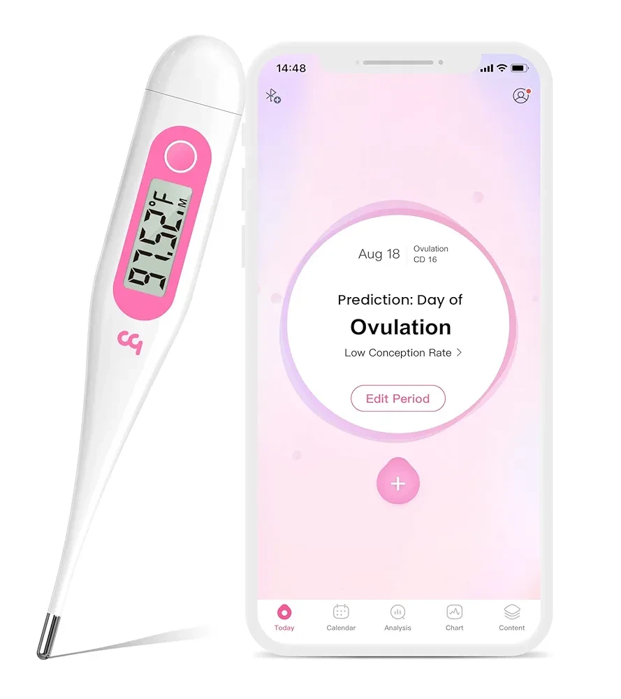 femometer Digital Basal Thermometer, Accurate Baby Thermometer for Fever, 1/100th Degree High-Precision Oral Thermometer for Pregnancy & Natural Family Plan Pink