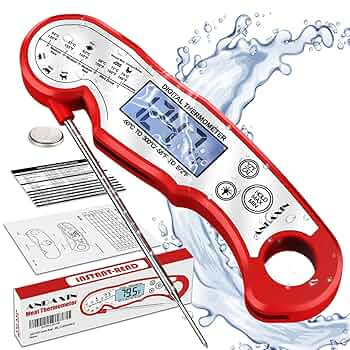Meat Thermometer Digital - Fast Instant Read Food Thermometer for Cooking, Candy, Outside Grill, and Roast, Digital Food Thermometer with Backlight LCD & Calibration
