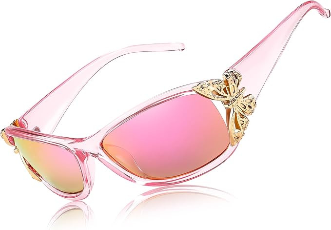 FEISEDY Trendy Polarized Y2K Sunglasses Wrap Around Butterfly Design Fashion Sunnies UV400 Protection B0078