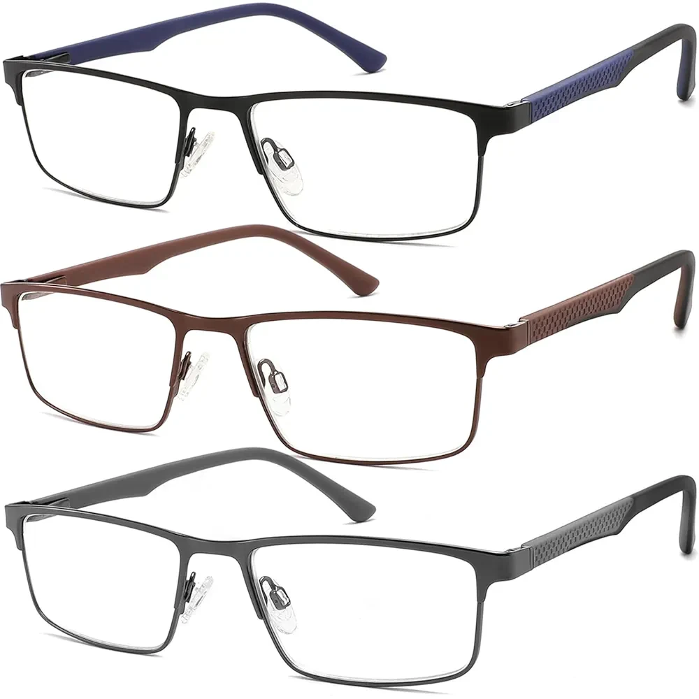 Blocking, Readers Men with Spring Hinge Reduce Eyestain/UV/Dryness, Mens Reading Glasses 1.5+