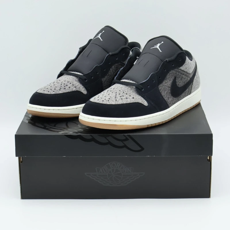Nike Air Jordan 1 Low Dark Black Denim Light Smoke Grey Sail (Men's)