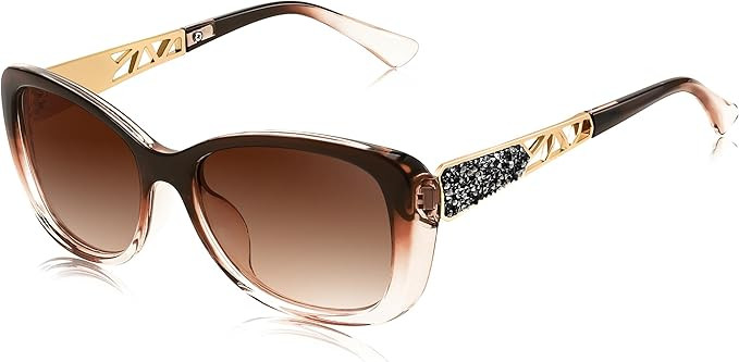 FEISEDY Polarized Women Sunglasses Retro Shades Photochromic Lens Sparkling Crystal Sunglasses UV400 Protection B0144