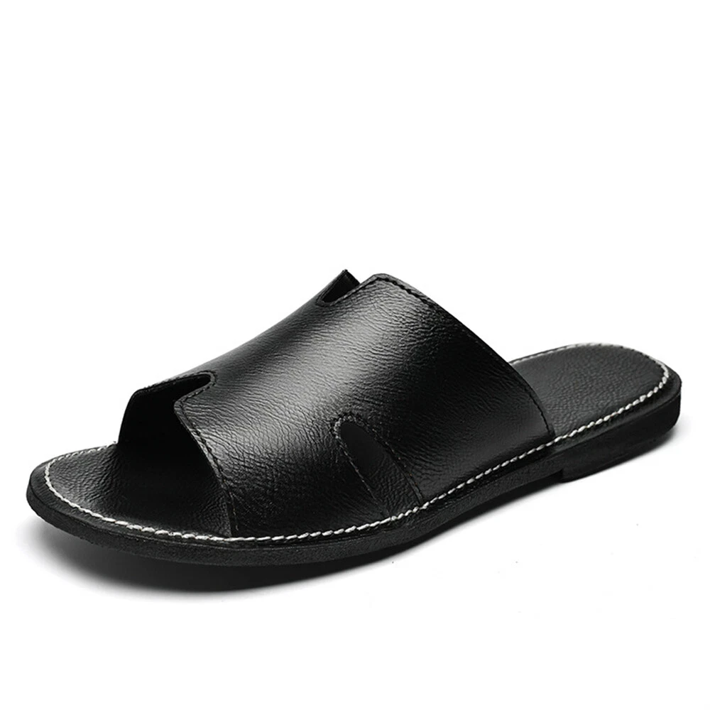 Men's Leather Summer Beach Casual Sandals Slippers