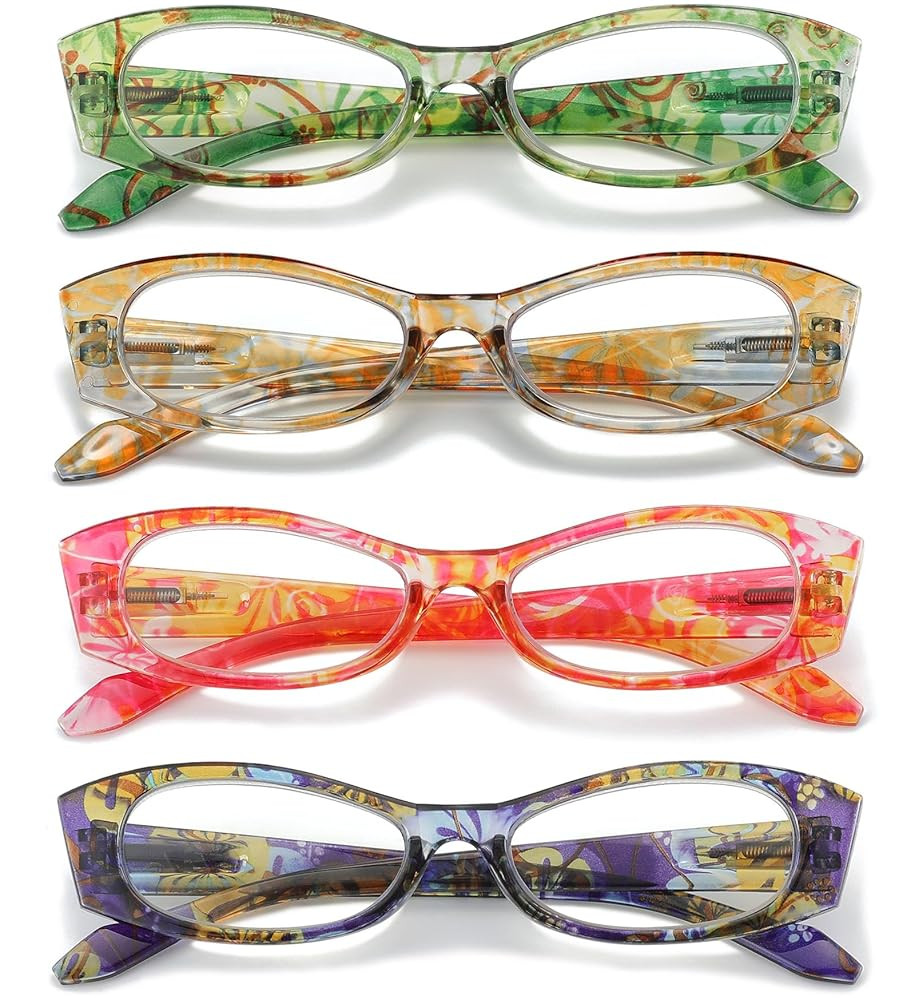 4 Pack Reading Glasses for Women Blue Light Blocking with Spring Hinge,Anti Eyestrain/UV Computer Reader Glasses Eyeglass