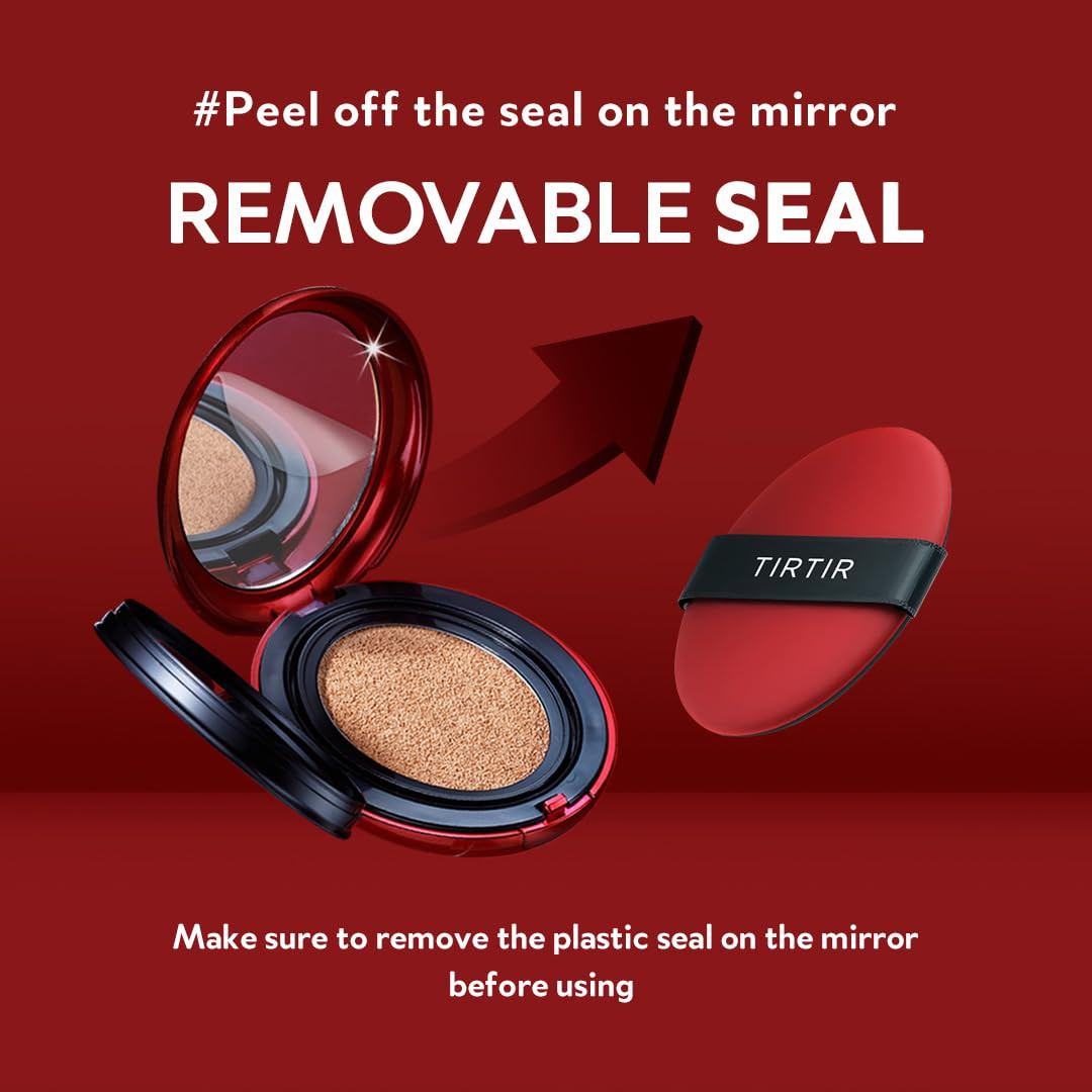 TIRTIR Mask Fit Red Cushion Foundation | Japan's No.1 Choice for Glass skin, Long-Lasting, Lightweight, Buildable Coverage, Semi-Matte (21C Cool Ivory, 0.63 Fl Oz (Pack of 1))