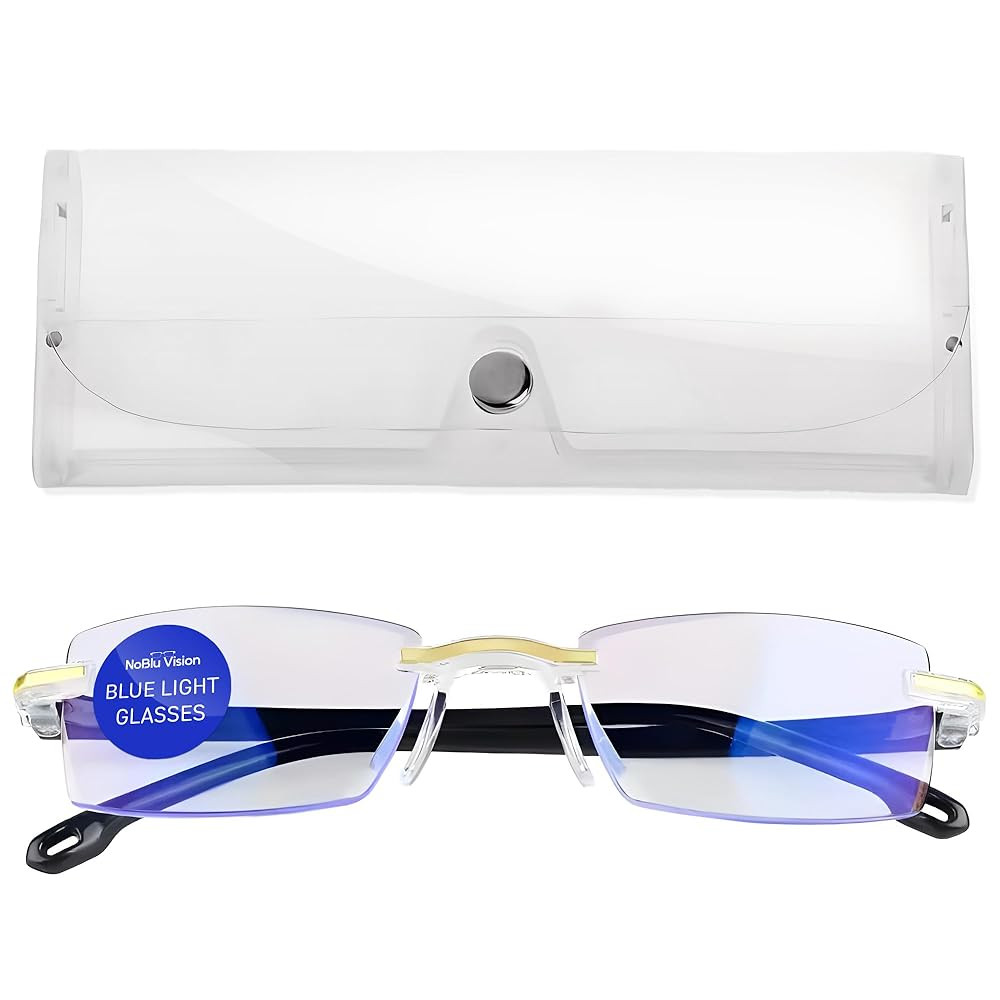 Bluelight Glasses for Men & Women – noblu glasses no blue light glasses for woman and men screen, eye strain & sleep | computer gaming glasses with clear frame & travel case