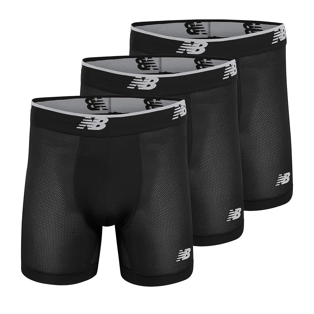 New Balance Men's Mesh Jersey Performance Wicking No Fly Boxer Briefs Underwear (4 Pack)