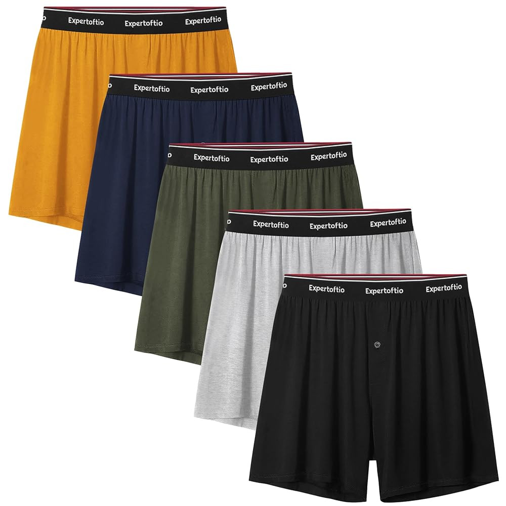 Boxers for Men Viscose from Bamboo Men's Underwear Boxer Shorts Breathable Mens Boxer, Loose Fit, Knit Pack