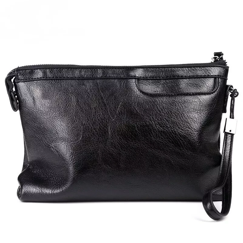 Men’s soft Leather Bag Business Clutch Purse Quality Wrist Wallets Handy Bag
