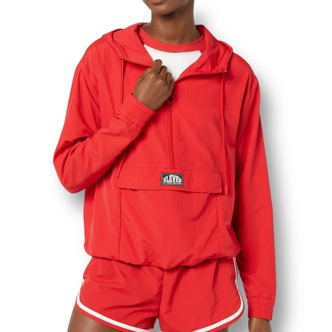 EleVen by Venus Williams M Apple Red Retro Daze Jacket Tennis Hoodie Athletic