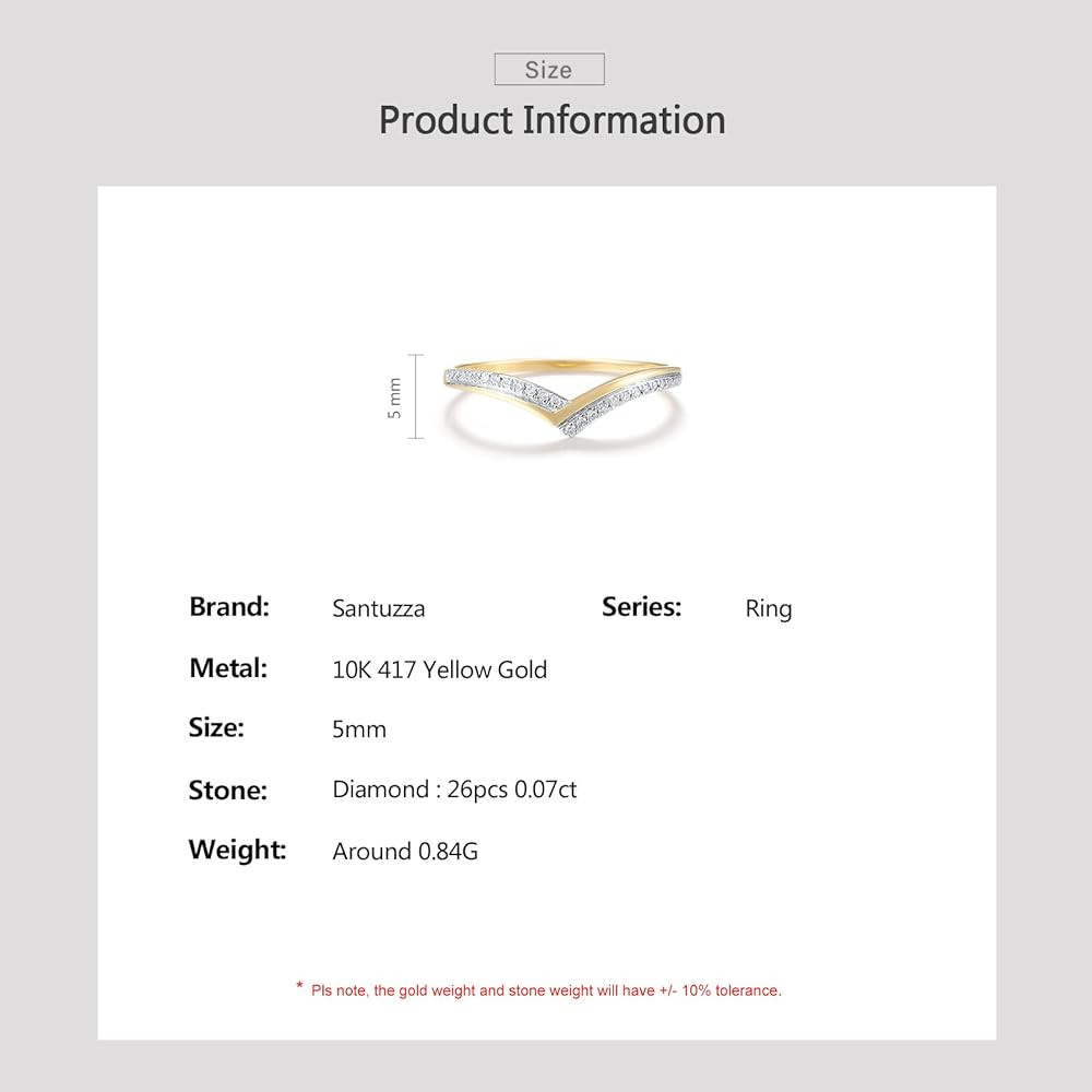 Santuzza 10K Solid Gold Genuine Diamond Dainty Twisted Stacking Ring for Women