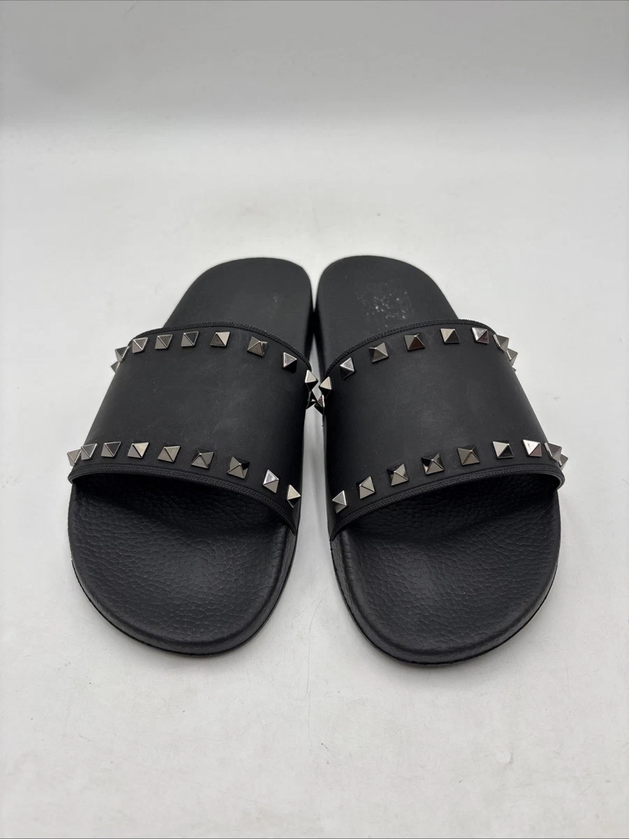 Men’s Valentino Garavani Rockstud Slides Black Size 42