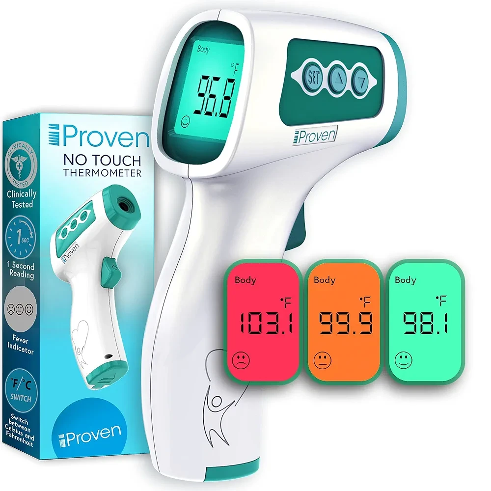 Infrared Forehead Thermometer for Adults and Infants, FSA HSA Eligible, Touchless iProven Thermometer, 1sec Instant Accurate Readings, 3 in 1 Including Fever Alarm, Silent & Memory Mode