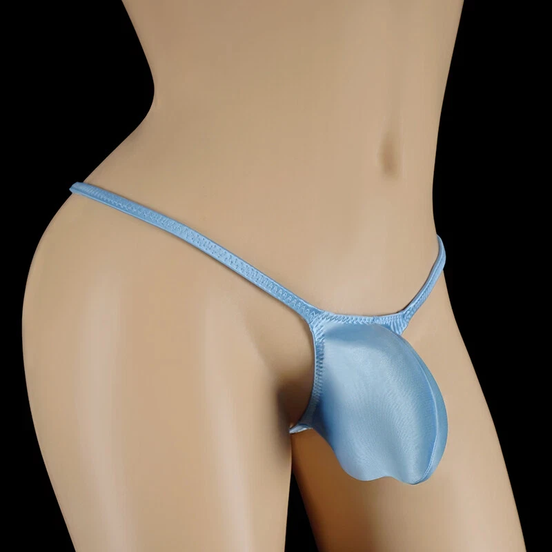 Men Satin Glitter Underwear G-String Briefs Panties Pouch Stretch Thong Lingerie