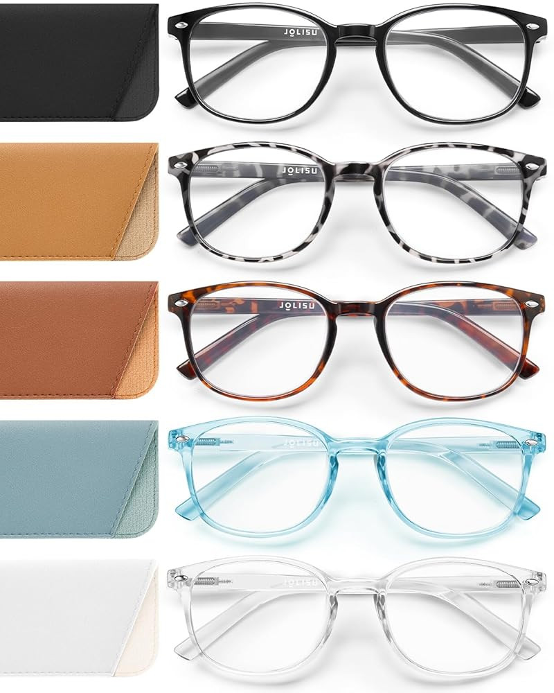 5 Pack Reading Glasses For Women,Blue Light Blocking Computer Reader Spring Hinge Eyeglasses